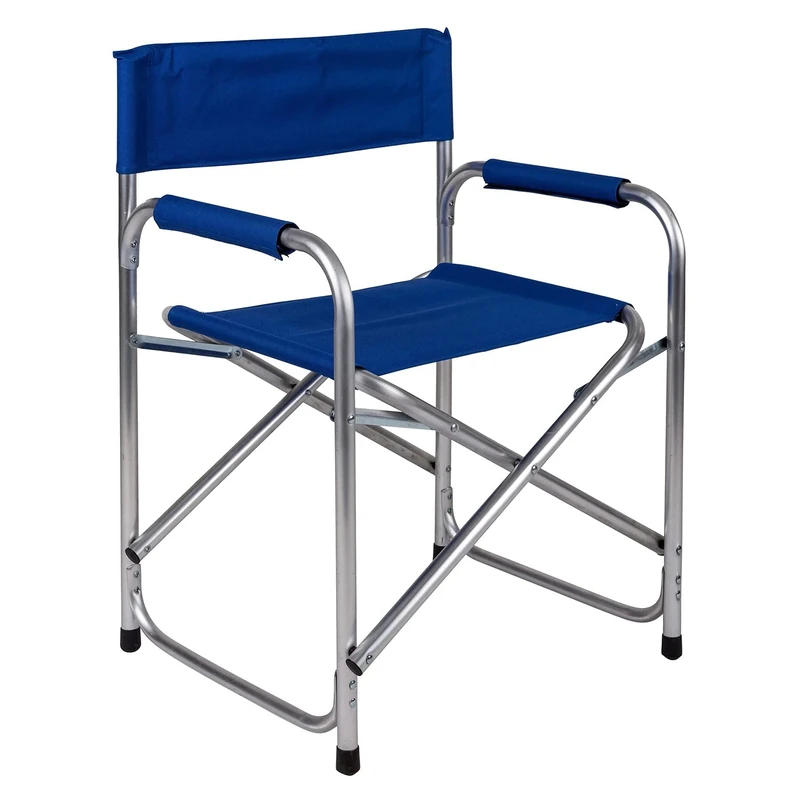 Dmora - Folding camping chair in aluminum and fabric, blue color, open: 59 x 48 x h78 cm