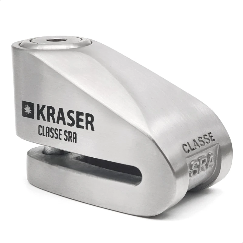 KRASER KR110S Motorcycle Disk Lock SRA Approved, Double Lock ø10mm/0.39in + Lightweight, High Security Stainless Steel Lock, Reminder Cable, Heavy Duty Anti Theft Brake Wheel Lock for Motobike Scooter