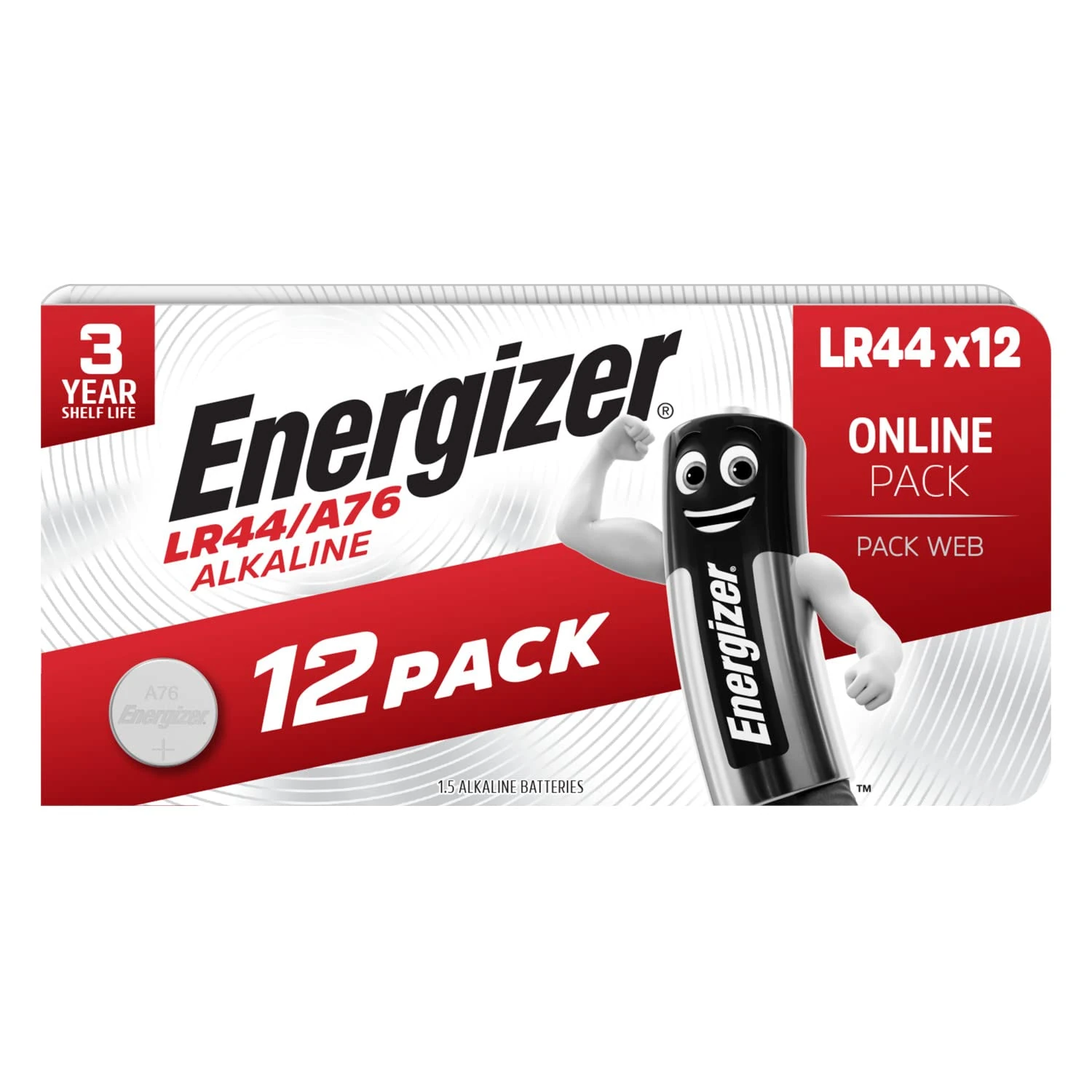 Energizer LR44 Batteries (12 Pack) - A76 Button Cell Battery - Toys, Watches, TV Remotes, Security Systems, Home & Medical Devices - Child Resistant Packaging - 1.5V Alkaline [Amazon Exclusive]