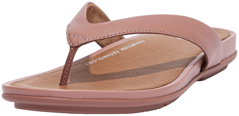 Fitflop Women's Gracie Leather Flip-Flops, Warm Rose, 3