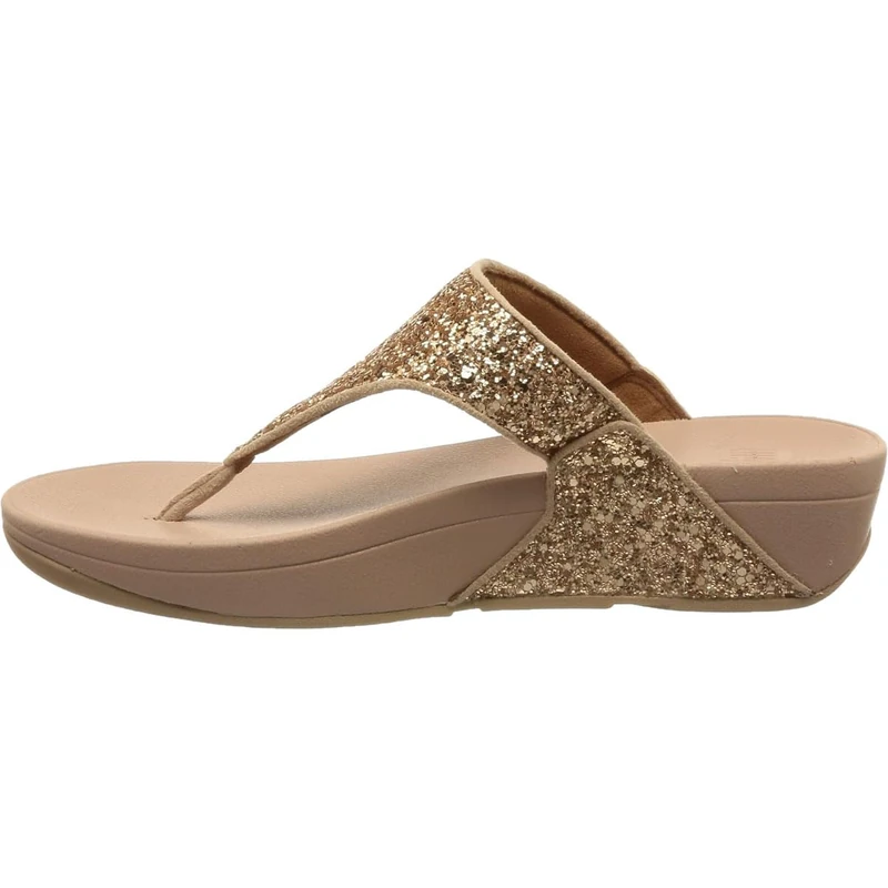 Fitflop Women's Lulu Glitter Flip Flops, Toe-Post Sandals, Comfortable with Natural Arch Support - Rose Gold - 7 UK