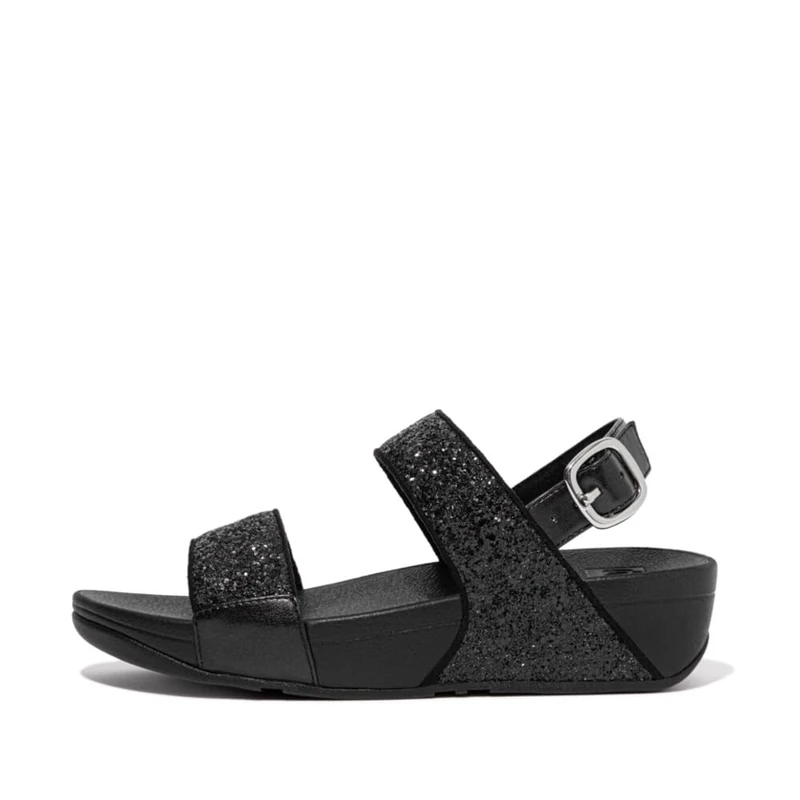 Fitflop Women's Lulu Wedge Sandal, Black Glitter, 6 UK