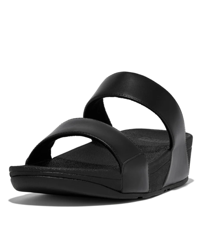 Fitflop Women's Lulu Leather Slide Wedge Sandal, All Black, 6.5 UK