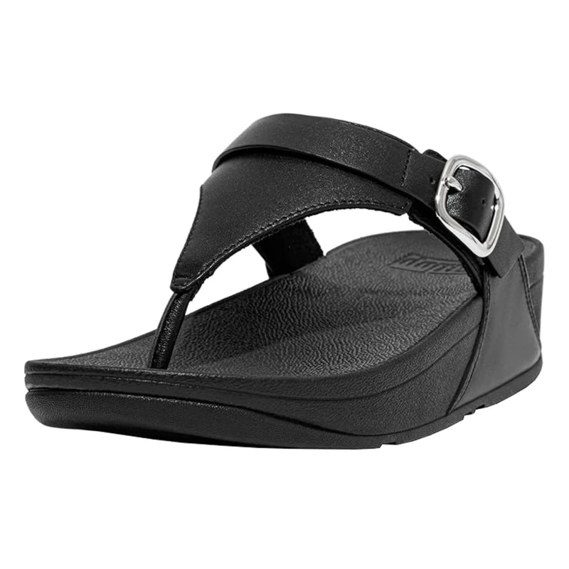 Fitflop Women's Lulu Adjustable Leather Sandals - Adjustable Straps, Lightweight & Comfortable with Natural Arch Support - All Black - 8 UK