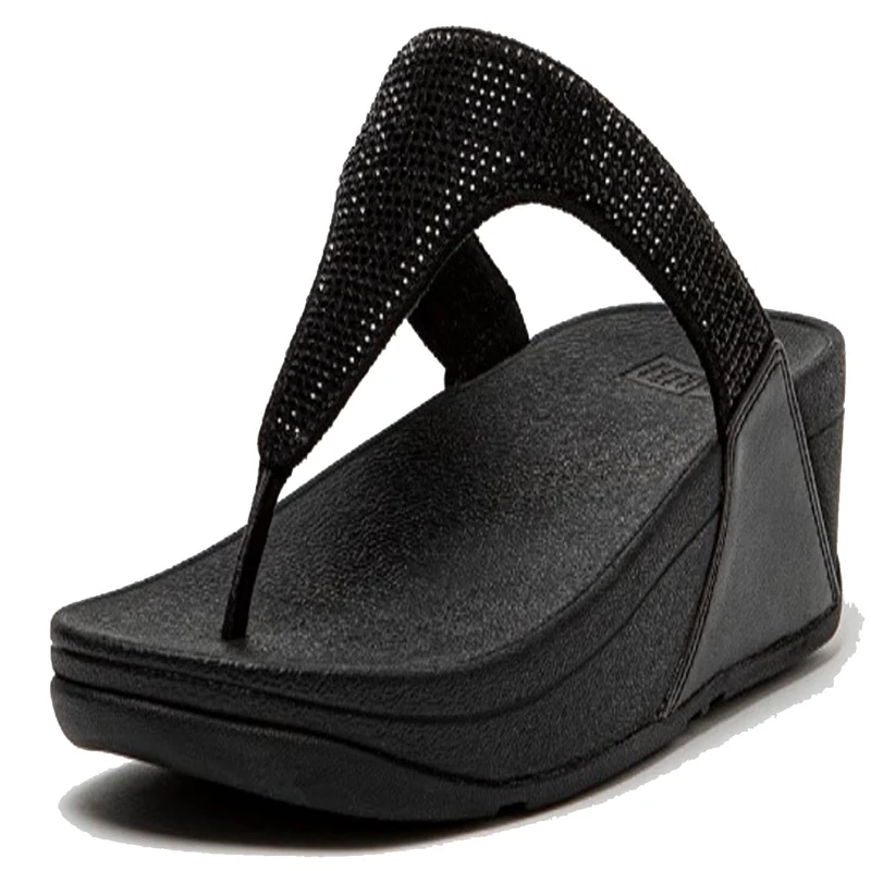 Fitflop Women's Lulu Wedge Sandal, All Black, 6 UK