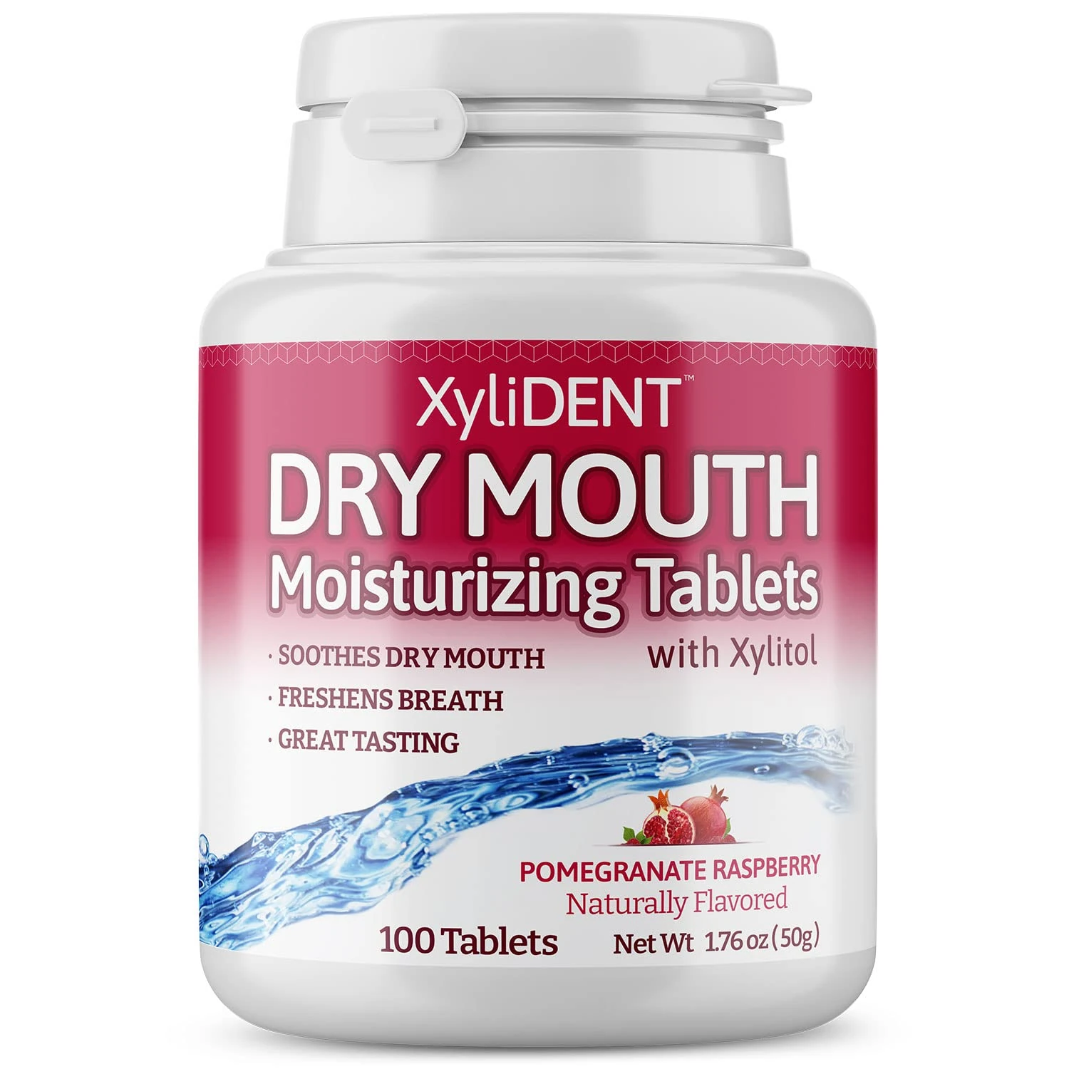 XyliDENT Xylitol Tablets for Dry Mouth Relief - Stimulates Saliva, Freshens Breath, Reduces Acid Production, Fast Acting Extended Relief, 100 Count