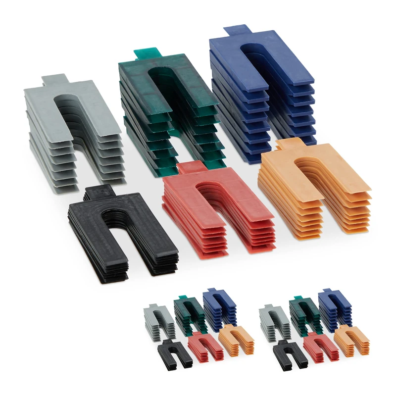 Relaxdays Plastic Spacers, Set of 144, Glazing Blocks in 6 Sizes, Spacer Plates 1-6 mm, DIY Construction, Colourful