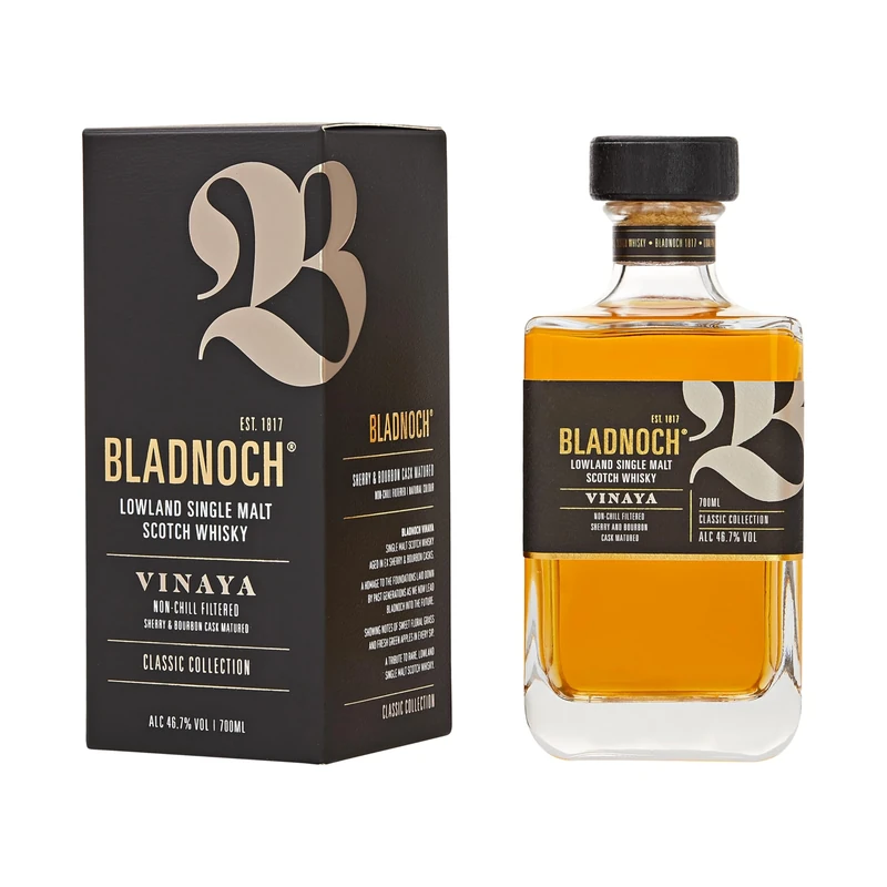 Bladnoch Vinaya Whisky | Single Malt Scotch Whisky | First-fill Bourbon & Sherry Casks | 70 cl | 43.4% ABV | Fresh Apple, Sweet Floral Grass, Chocolate