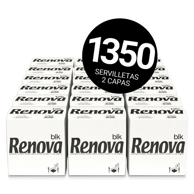 Renova BLK Napkins | 1,350 Premium White Napkins | Large Size | 2 Ply