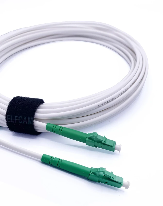 Elfcam® - LCA to LCA Simplex Single-Mode Fibre Optic Cable, 9/125μm LSZH White Optical Patch Cord (40M)
