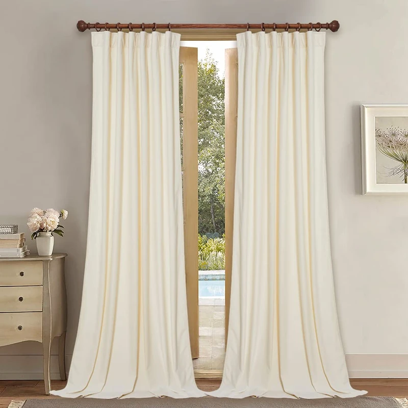 StangH Cream White Velvet Curtains-Luxury White Window Curtains 84 inches Long for Living Room Light Dimming Kids Drapes Thermal Insulated Home Decor for Bedroom/Backdrop, W52 x L84, 2 Panels, Adult