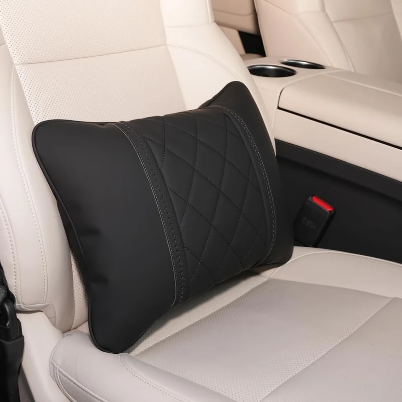 NC NC Car Pillows Napa Leather Car Seat Rest Cushion Car Lumbar Pillow for Mercedes Benz Maybach S-Class Lumbar Support Pillow car Accessories (Black)