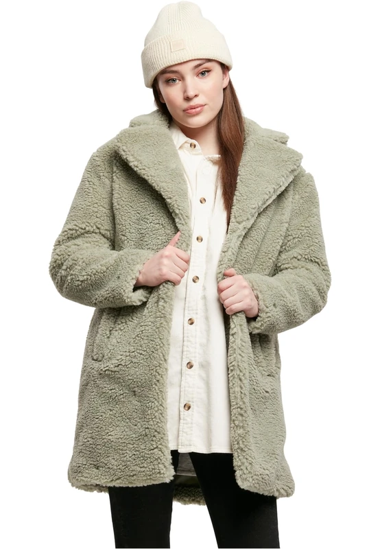 Urban Classics Women's Ladies Oversized Sherpa Coat Jacket, softsalvia, XL