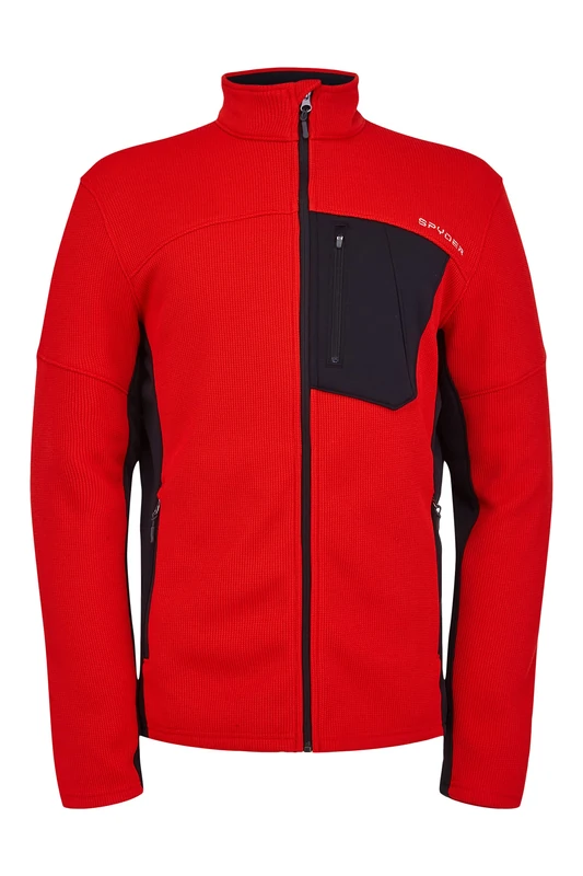 Spyder Men's Bandit Full Zip Mid-Layer Jacket Fleece, Volcano Black, L