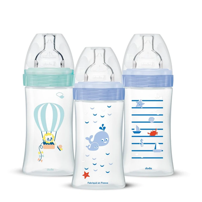 Sensation+ Anti-Colic Feeding Bottles, Boy, 270 ml, 0-6 Months, Flat Teat, Flow Rate 2