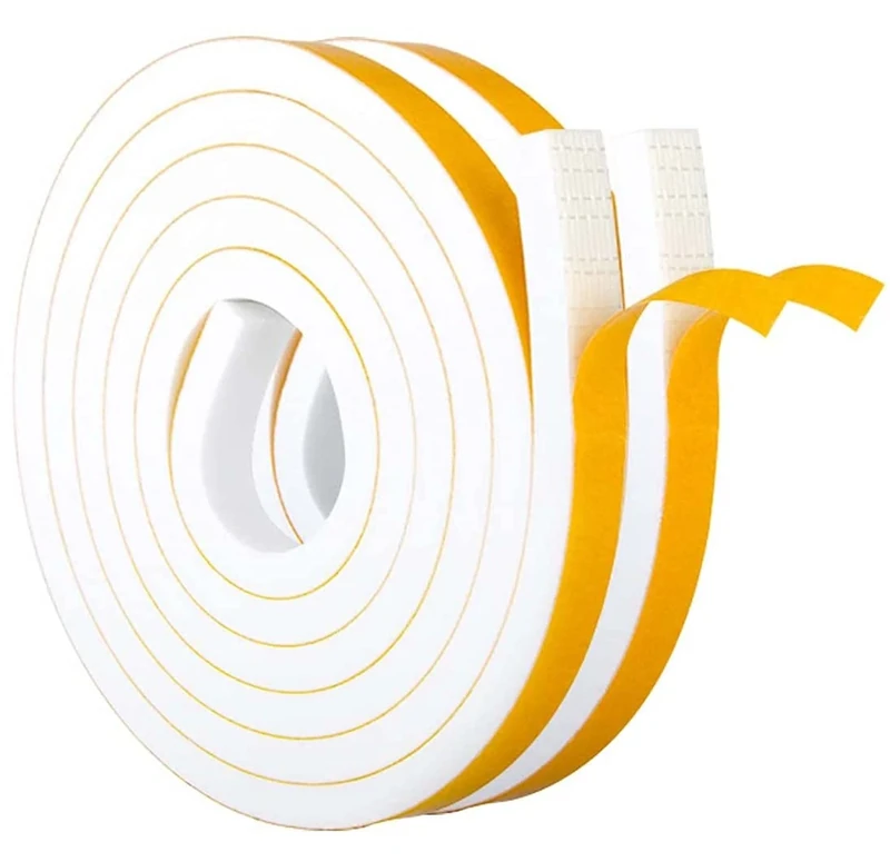 Adhesive Weather Stripping Foam Tape, 12mm(B) x 10mm(D)/4m Draught Excluder Foam Strip Tape Seal Self Adhesive for Door Window Against Cold Draught/Anti-Collision/Soundproof/Waterproof/Dustproof
