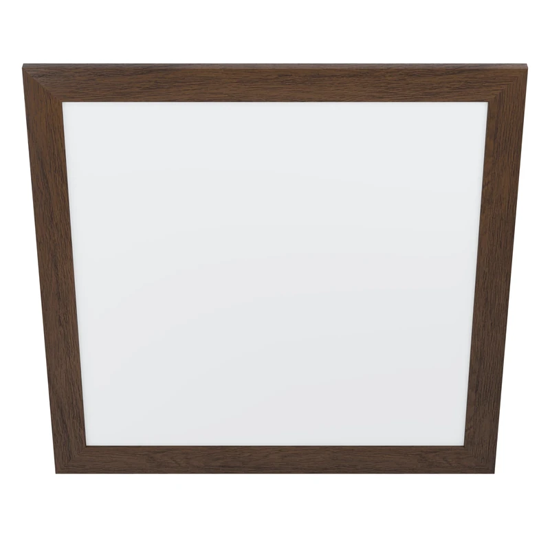 Eglo Flush Ceiling Light Piglionasso, LED Panel with Decorative Wooden Dark Brown Frame, Square Kitchen, Office and Hallway lamp, Neutral White Lighting, 25.4 inches
