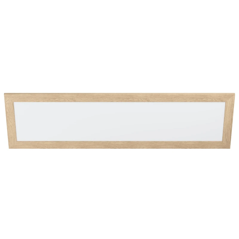 Eglo Flush Ceiling Light Piglionasso, LED Panel with Decorative Wooden Frame, Rectangular Kitchen, Office and Hallway lamp, Neutral White Lighting, 49 inches