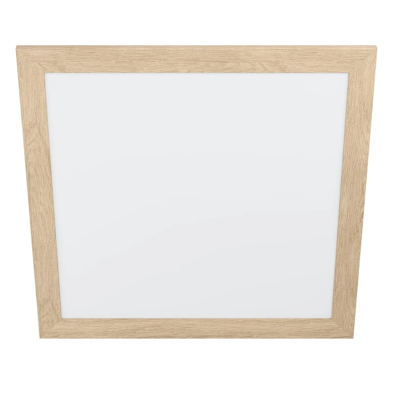 Eglo Flush Ceiling Light Piglionasso, LED Panel with Decorative Wooden Frame, Square Kitchen, Office and Hallway lamp, Neutral White Lighting, 25.4 inches