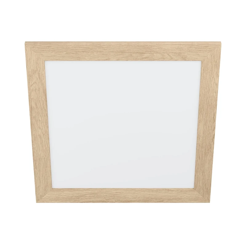 Eglo Flush Ceiling Light Piglionasso, LED Panel with Decorative Wooden Frame, Square Kitchen, Office and Hallway lamp, Neutral White Lighting, 19.7 inches