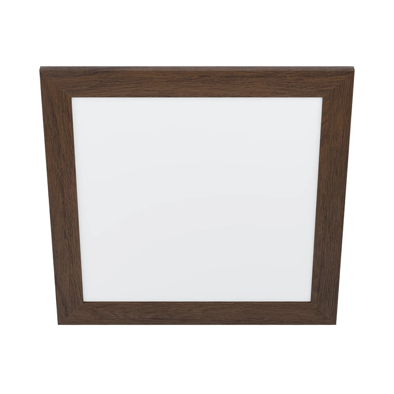 Eglo Flush Ceiling Light Piglionasso, LED Panel with Decorative Wooden Dark Brown Frame, Square Kitchen, Office and Hallway lamp, Neutral White Lighting, 19.7 inches
