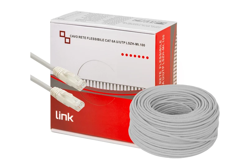 LINK LK6A100 Wire Harness Network Category 6A Unshielded UTP AWG24 HALOGENFREE FLEXIBLE COLOR GREY MT.100