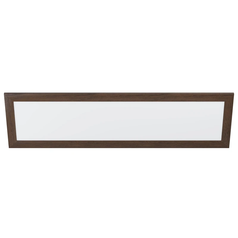 Eglo Flush Ceiling Light Piglionasso, LED Panel with Decorative Wooden Dark Brown Frame, Rectangular Kitchen, Office and Hallway lamp, Neutral White Lighting, 49 inches