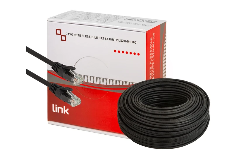 LINK LK6A100BL Cable Lead Network Category 6A Unshielded UTP AWG24 HALOGENFREE Flexible Colour Black MT.100