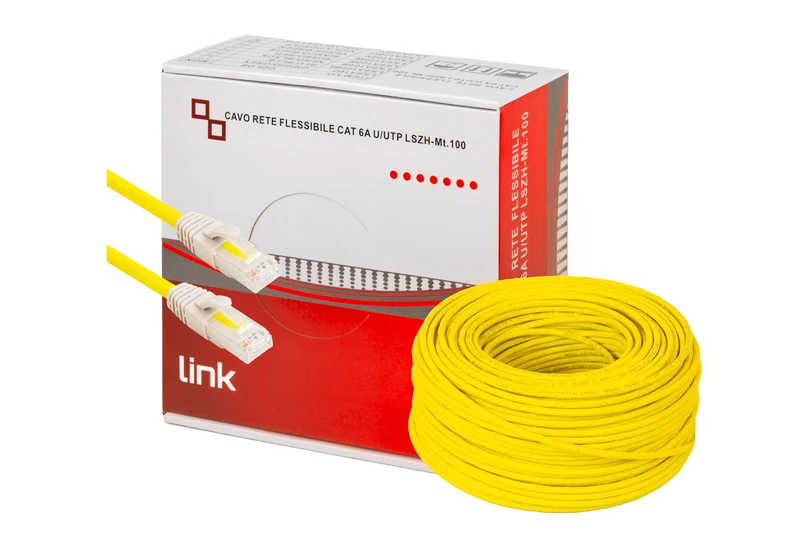 LINK LK6A100Y SASH NETWORK CAT.6A UNshielded UTP AWG24 HALOGEN FLEXIBLE COLOR YELLOW MT.100