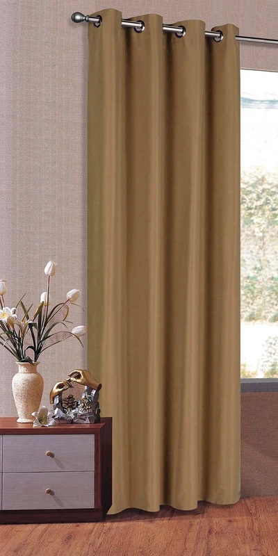 Gardinenbox Curtain with Loops, Opaque, Microsatin, Translucent Ruffle Tape, Plain, Matt, Taupe, H x W 245 x 140 cm