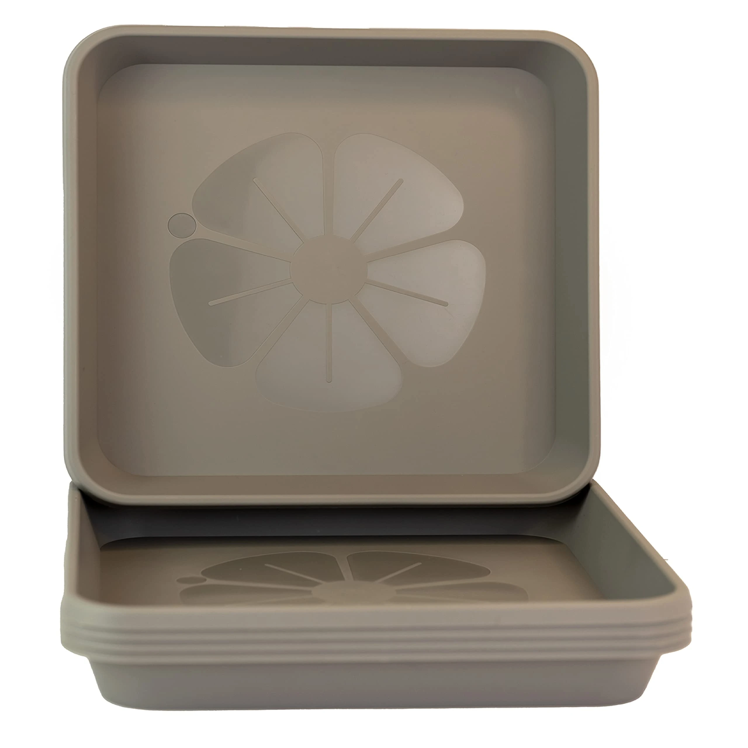 Home Garden Ornaments Square Plant Pot Saucers, Drip Tray – Set of 5 Plastic Garden Pots Large Trays for Outdoor and Indoor Plant (Grey, 29cm)