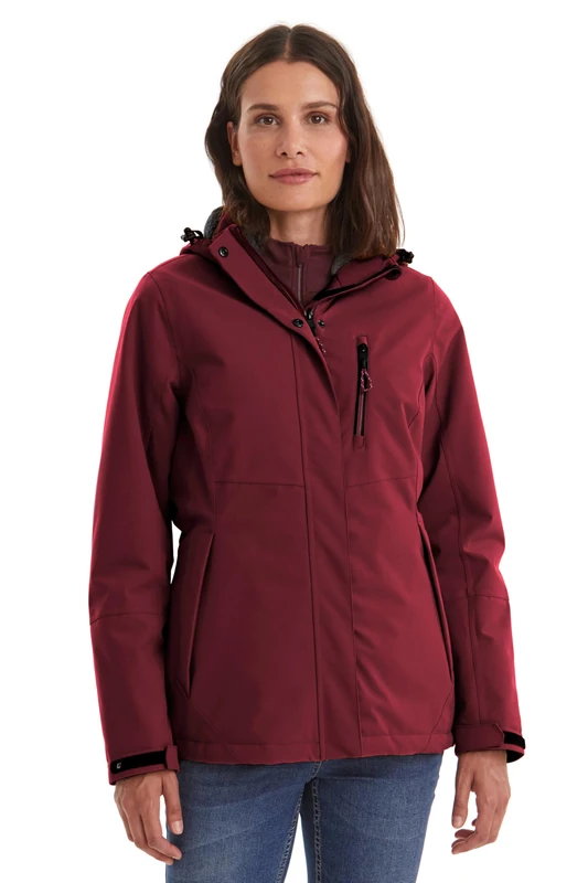 Killtec Women's Kow 140 Wmn Jckt Functional Winter Jacket with Zip-Off Hood, Wine red, 38