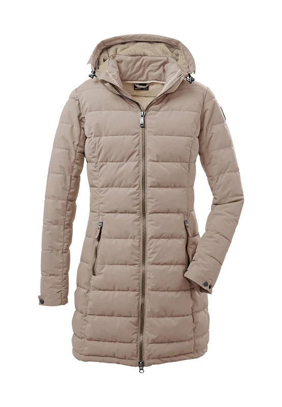 Killtec Women's Gw 13 Wmn Qltd Prk Functional Quilted Parka with Zip-Off Hood, Light Beige, 42