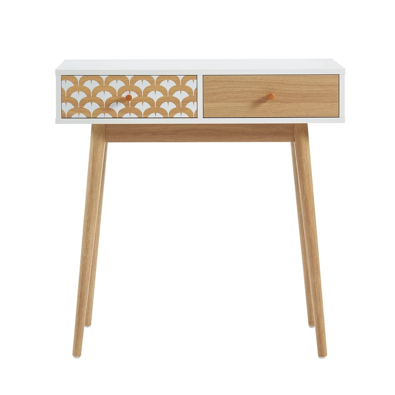 BAÏTA UTAH Console Table White & Oak Effect 80cm