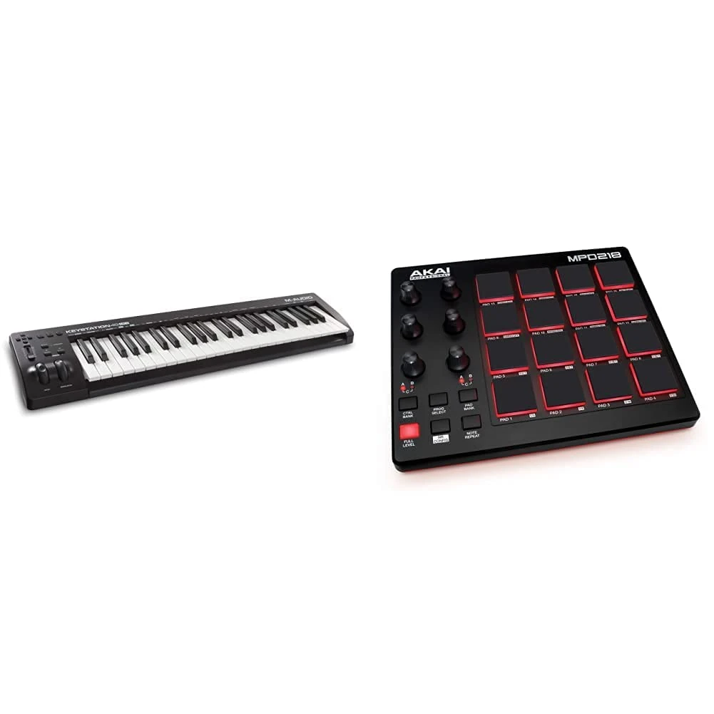 M-Audio Keystation 49 MK3 - 49 Key USB MIDI Keyboard Controller & Akai Professional MPD218 - Ultra-Portable USB/MIDI Pad Controller with MPC Pads