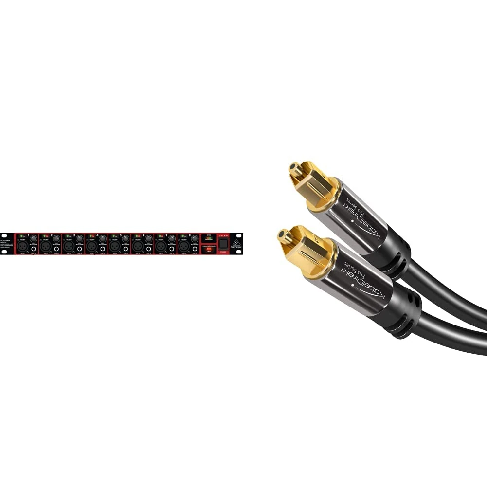 Behringer ADA8200 Microphone Preamplifiers & 3m Optical Digital Audio Cable (TOSLINK to TOSLINK, for Home Theater, PS4, Xbox) PRO Series