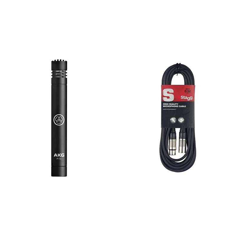AKG P170 High-Performance Instrumental Condenser Microphone & Stagg SMC6 6 metre standard microphone cable