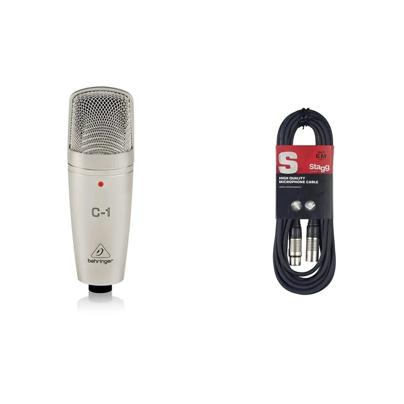 Behringer C-1 Studio Condenser Microphone & Stagg SMC6 6 metre standard microphone cable