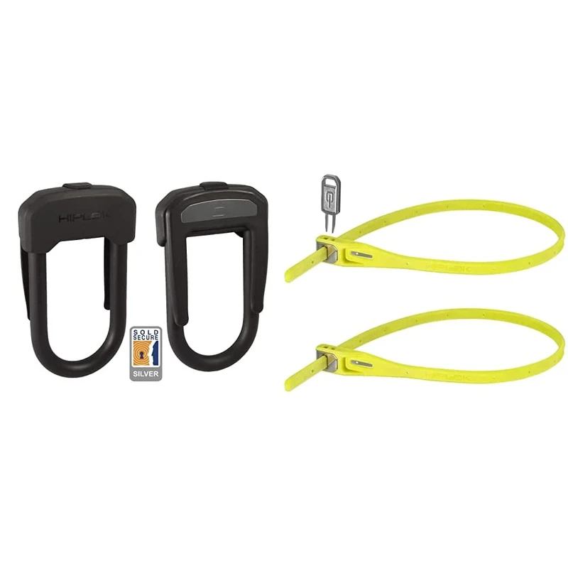 Hiplok D Wearable Bicycle D/U Lock & Z LOK Armoured Security Tie & Bike Lock, Lime, Twin Pack, ZLK2LI