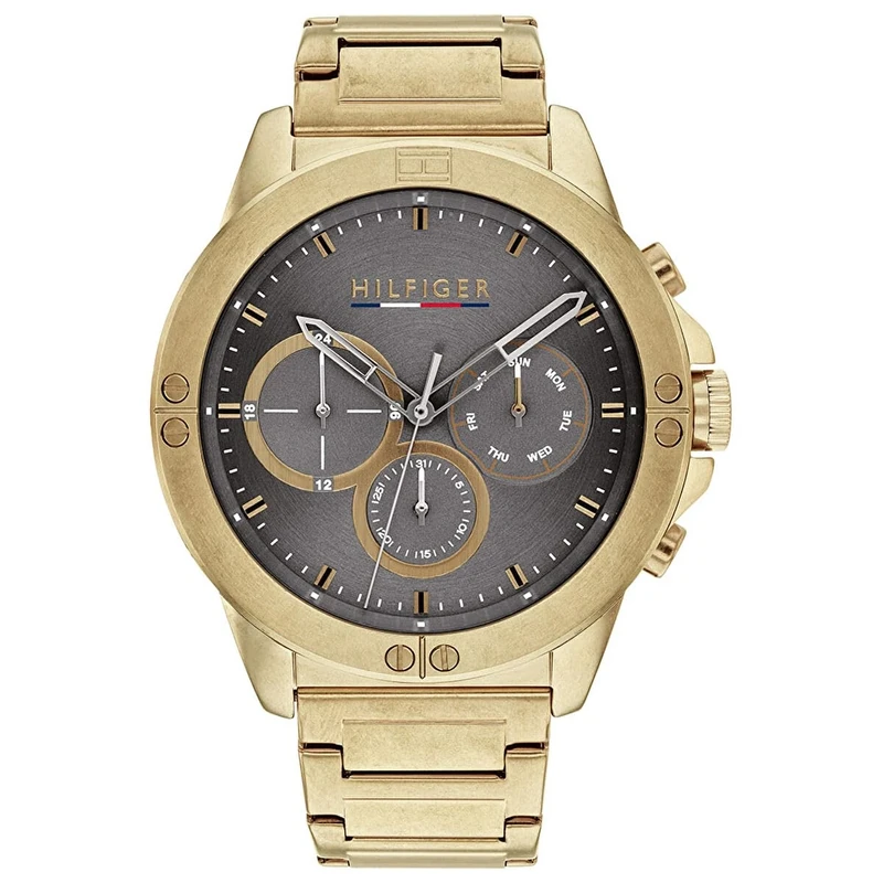 Tommy Hilfiger Analogue Multifunction Quartz Watch for Men with Gold Colored Stainless Steel Bracelet - 1791891