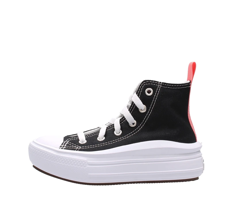 converse Chuck Taylor All Star Move Canvas Hi Trainers Girls Black/Pink - 13.5 Kid (13 Kid) - Hi Top Trainers Shoes