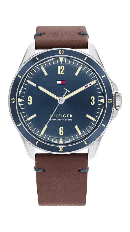 Tommy Hilfiger Analogue Quartz Watch for Men with Brown Leather Strap - 1791905