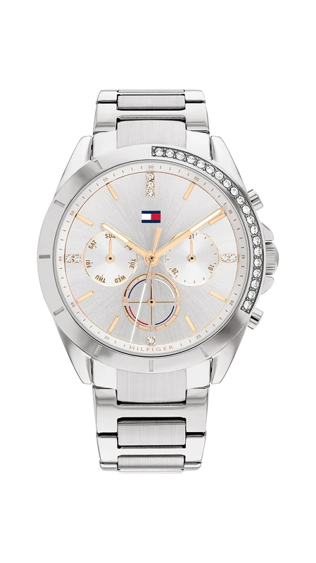 Tommy Hilfiger Analogue Multifunction Quartz Watch for Women with Silver Stainless Steel Bracelet - 1782384