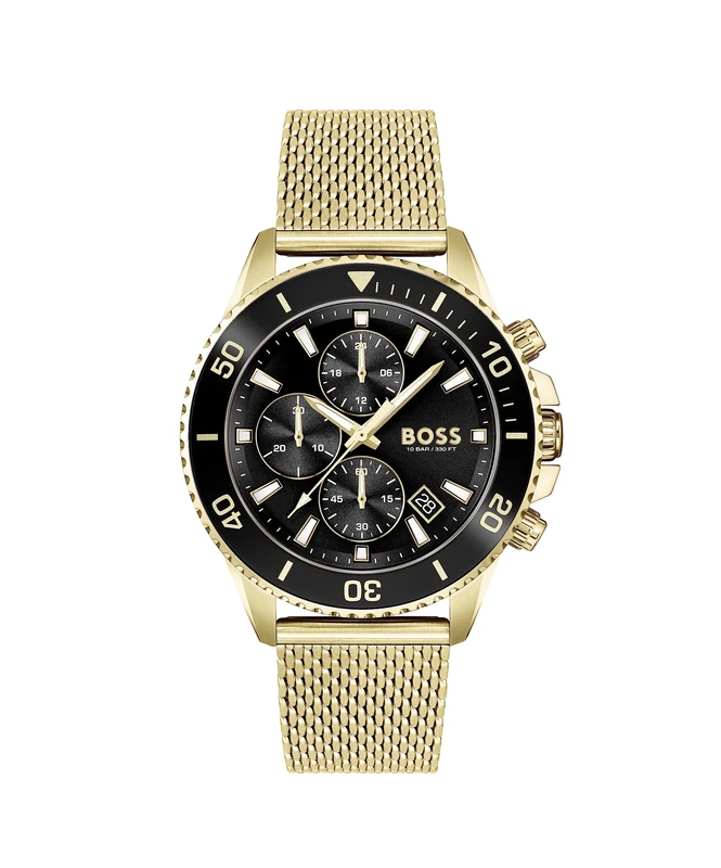 BOSS Admiral Chronograph Quartz Watch for Men - Gold Mesh 1513906