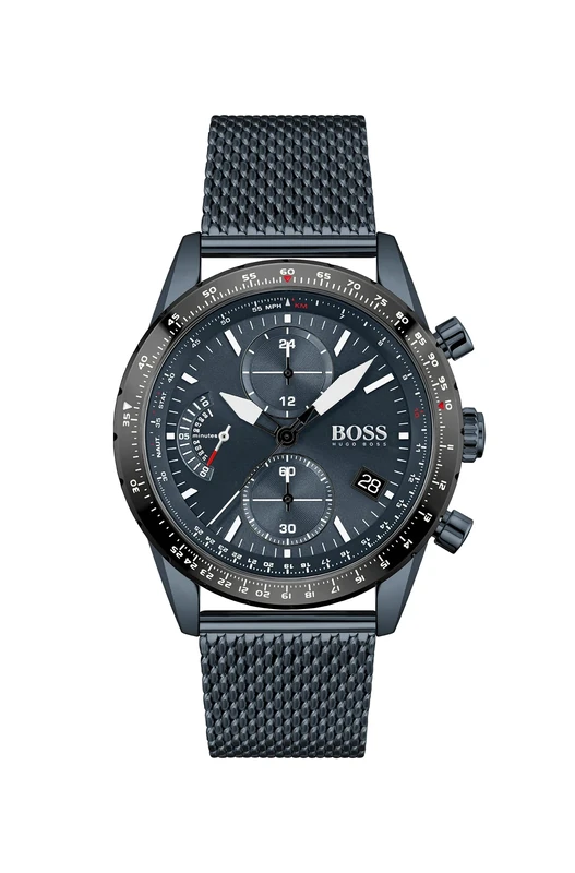 BOSS Chronograph Quartz Watch for Men with Blue Stainless Steel mesh Bracelet - 1513887