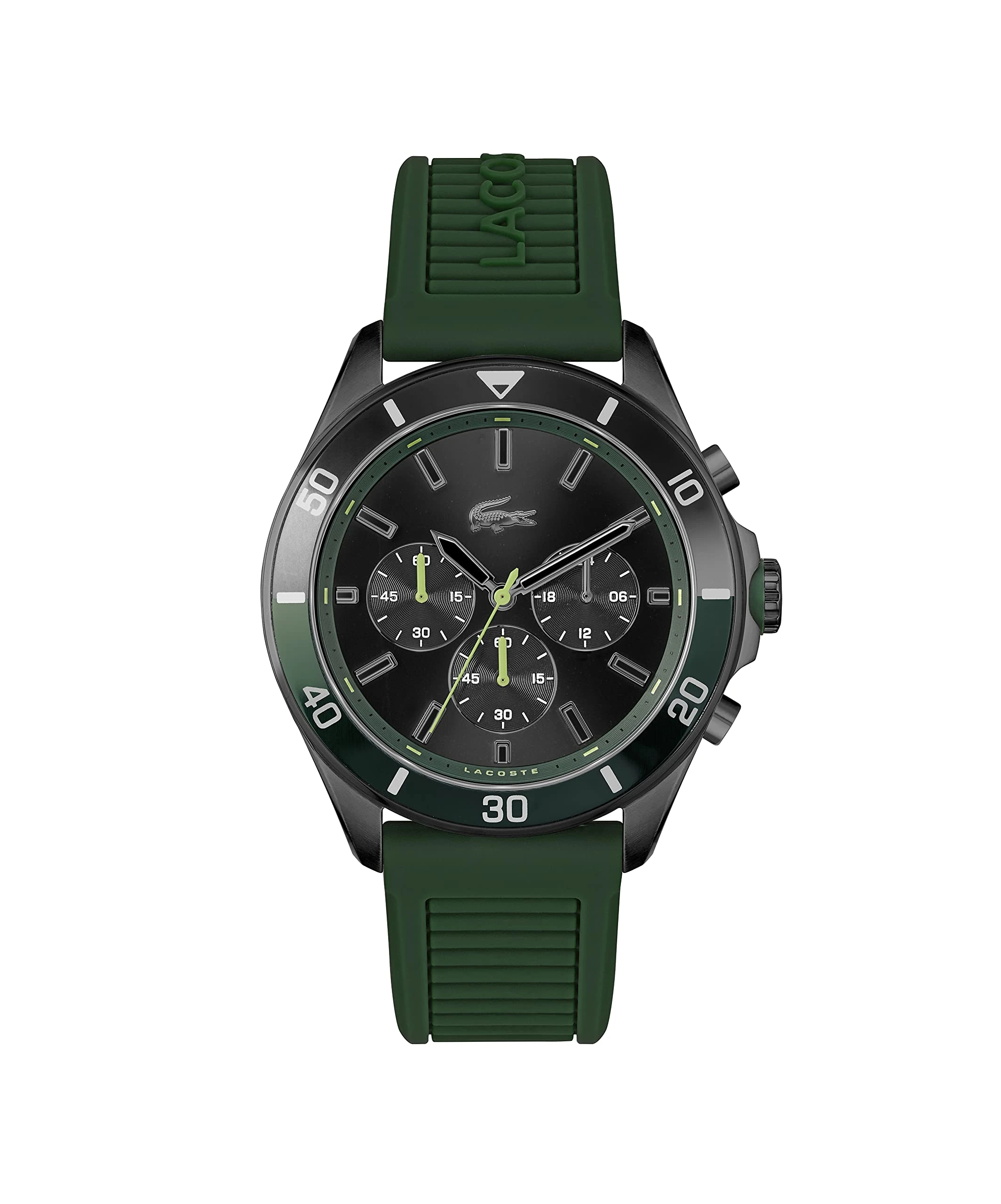 Lacoste Chronograph Quartz Watch for Men TIEBREAKER Collection with Green Silicone Bracelet - 2011153