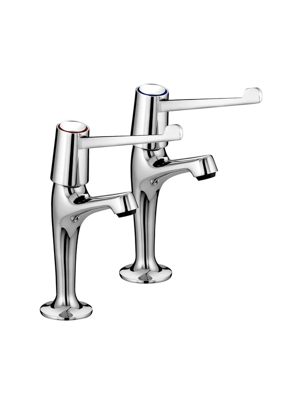 Bristan Value High Neck Pillar Taps with Durable Ceramic Disc Valves, Deck Mounted, Chrome Finish