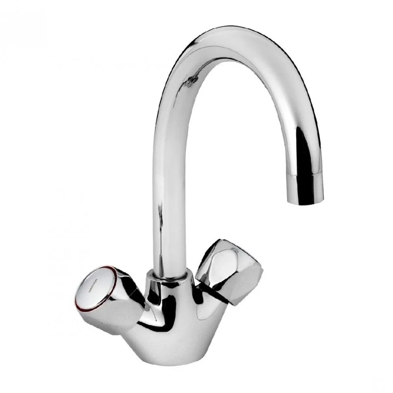 Bristan Value Club Sink Mixer with Swivel Spout, Deck Mounted Kitchen Tap Mixers, Chrome Finish