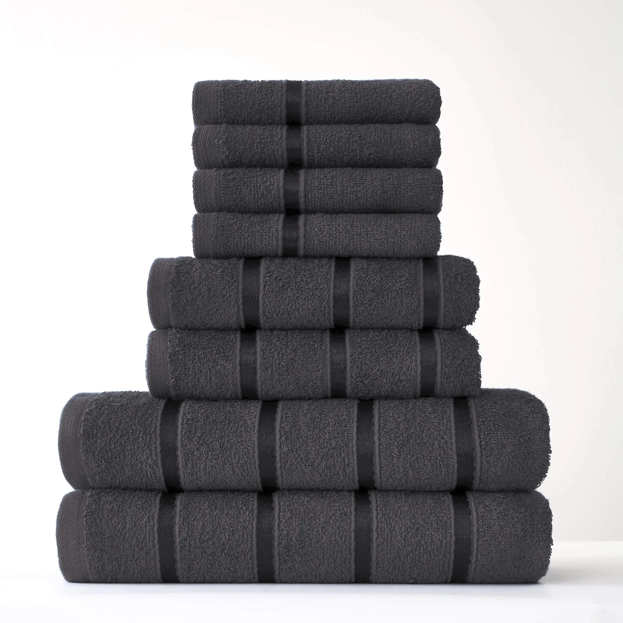 FAIRWAYUK 8-Piece Towels Bale Set for Bathroom, Ultra Soft Premium Quality Water Absorbent Towel Gift Sets, 100% Egyptian Cotton, 4x Face 2x Hand 2x Bath Towels, Black