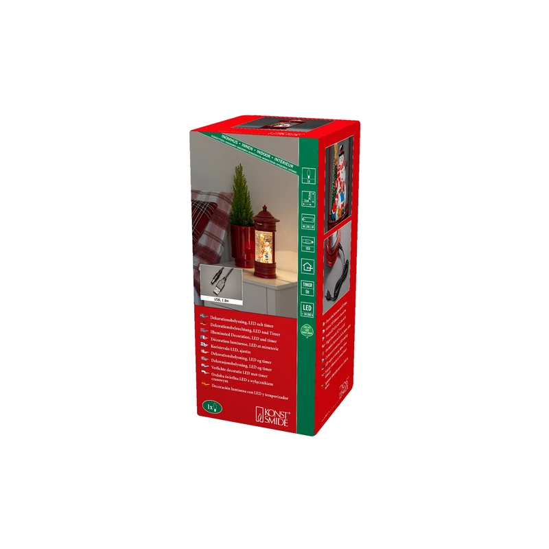 Konstsmide Christmas Decorations LED Snow Globe Post Box Snowman and Children/Indoor, 5 Hour Timer/Battery Operated: 3xAA 1.5V (excl.)/Water Filled Christmas Lantern 1 Warm White Diodes